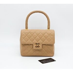 Chanel Square Beige Matalesse Top Handle Lambskin Quilted Bag‎